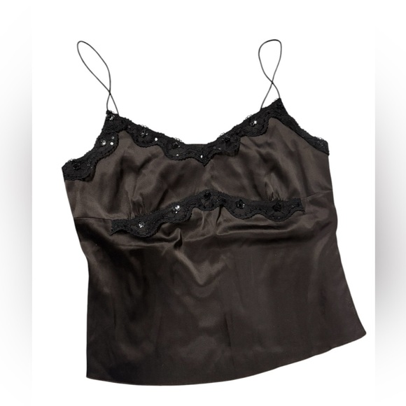 Black Silk Lace Trim Camisole - Picture 1 of 1